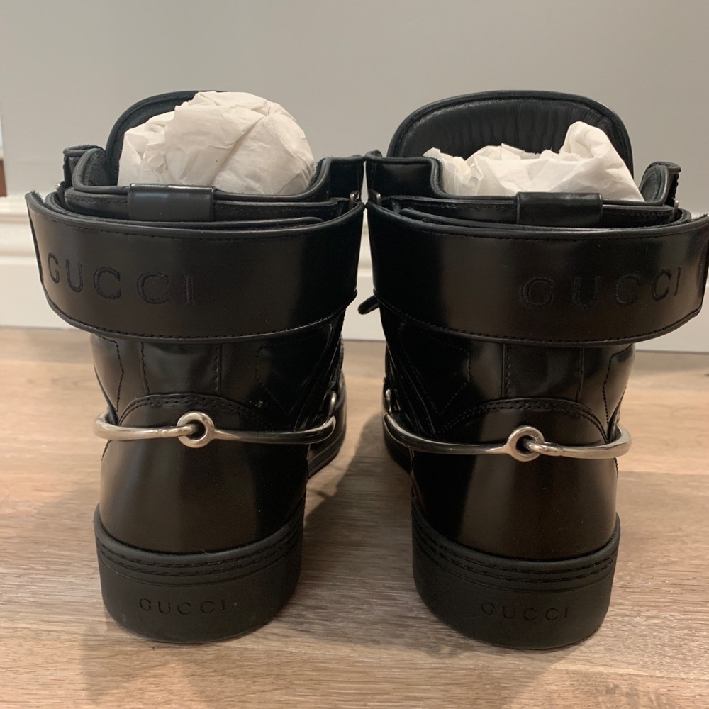 Gucci Men's Spur Tennis Leather High-Top Sneakers